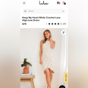 Lulus White lace high low dress